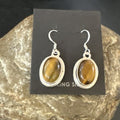 Southwestern Navajo Coffee Tigers Eye Dangle Earrings | Sterling Silver | Authentic Native American Handmade | 16965