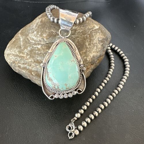 Women's Royston Turquoise Pendant Necklace | Navajo Pearls | Sterling Silver | 17061