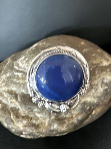 Men's Women's Blue Lapis Lazuli Ring | Navajo Sterling Silver | Sz 9.5 | Authentic Native American Handmade | 14950