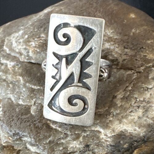 Native American Hopi Rug Design Ring | Sterling Silver | Sz 8.5 | 16334