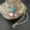 Navajo Wild Horse Blue Kingman Turquoise Necklace | Sterling Silver | 17337