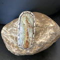 Navajo Ribbon Boulder Green Turquoise Ring | Sterling Silver | Sz 8.5 | 16254