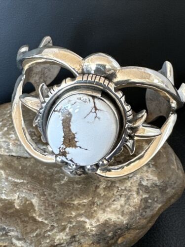 Navajo Wild Horse Turquoise Cuff Bracelet | Sterling Silver | Authentic Native American Handmade | 17218