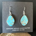 Navajo Blue Turquoise Dangle Earrings | Sterling Silver | 1" | Authentic Native American Handmade | 15806