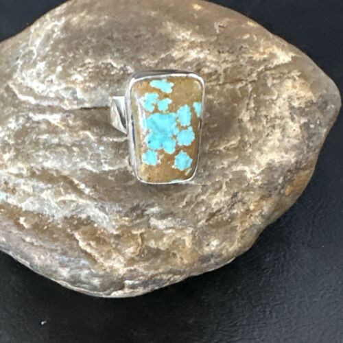 Navajo Blue Turquoise #8 Ring | Sterling Silver | Sz 7 | Authentic Native American Handmade | 14963