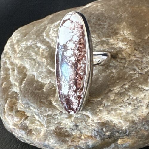 Navajo Wild Horse Turquoise Ring | Sterling Silver | Sz 8 Adjustable | Authentic Native American Handmade | 15553
