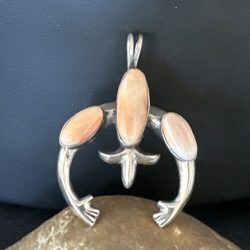 Navajo Pink Conch Naja Pendant Necklace | Sterling Silver | Authentic Native American Handmade | 15150