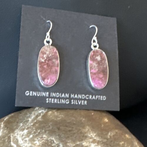 Purple Mojave Turquoise Dangle Earrings | Sterling Silver | Authentic Native American Handmade | 15781