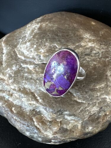 Southwestern Navajo Purple Mojave Turquoise Ring | Sterling Silver | Sz 8 | 15603