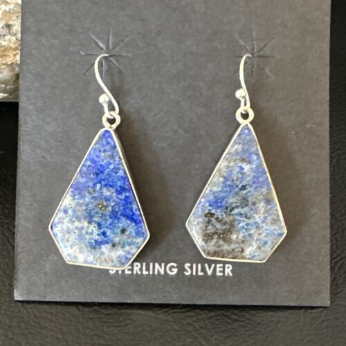 Blue Denim Lapis Dangle Earrings | Sterling Silver | 1" | 15805 - Masha USA