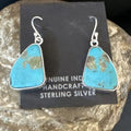 Navajo Blue Turquoise Dangle Earrings | Sterling Silver | Authentic Native American Handmade | 15438