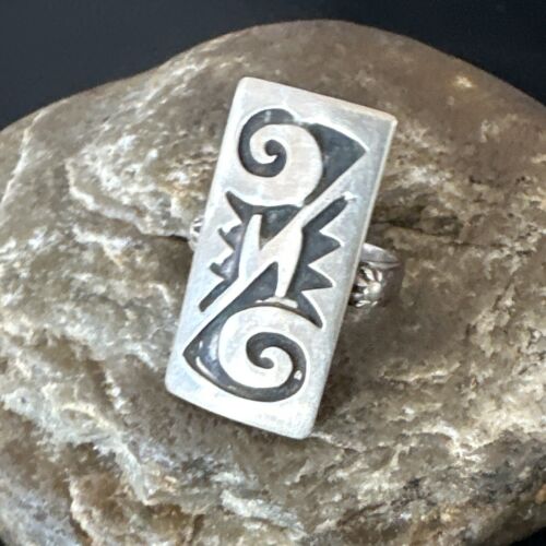 Native American Hopi Rug Design Ring | Sterling Silver | Sz 8.5 | 16334