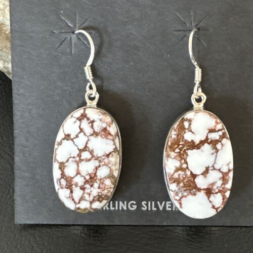 Navajo Wild Horse Turquoise Dangle Earrings | Sterling Silver | Authentic Native American Handmade | 15746