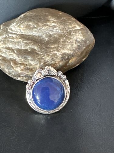 Men's Women's Blue Lapis Lazuli Ring | Navajo Sterling Silver | Sz 9.5 | Authentic Native American Handmade | 14950 - Masha USA