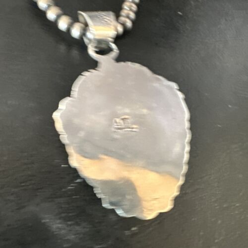 Navajo Kingman Turquoise Pendant Necklace | Sterling Silver Pearls | Authentic Native American Handmade | 15220 - Masha USA