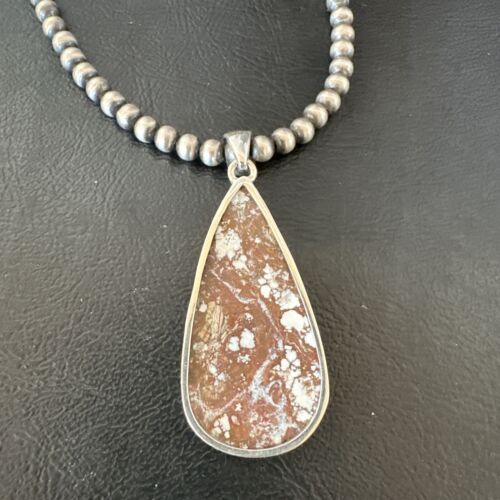 Wild Horse Blue Kingman Turquoise Necklace | Sterling Silver SW Pendant | Authentic Native American Handmade | 17322