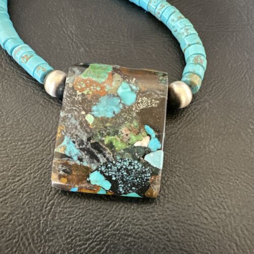 Navajo SpiderWeb Turquoise Heishi Pearls Necklace | Sterling Silver | 20" | Authentic Native American Handmade | 17090