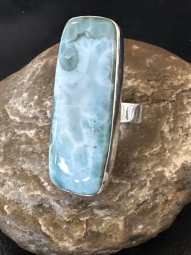Navajo Blue Larimar Ring | Sterling Silver | Sz 10 | Authentic Native American Handmade | 17586