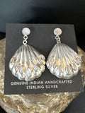 Navajo Pink Mother of Pearl Dangle Inlay Earrings | Sterling Silver | Authentic Native American Handmade | 15305