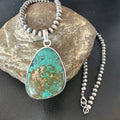 Men's Navajo Blue Spiderweb Turquoise Pendant Necklace | Sterling Silver | Authentic Native American Handmade | 16211