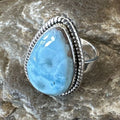 Navajo Blue Larimar Ring | Sterling Silver | Sz 10 | Authentic Native American Handmade | 16599