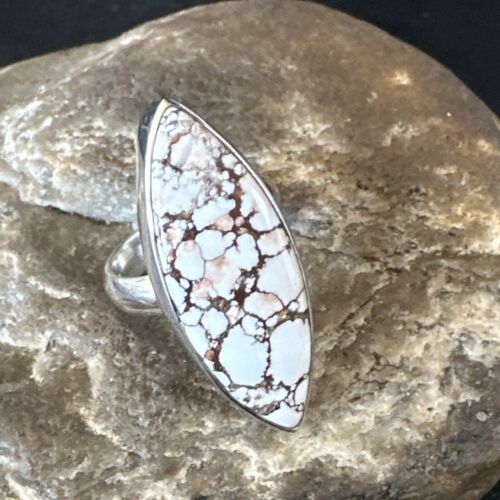 Navajo Wild Horse Turquoise Ring | Sterling Silver | Sz 6 Adjustable | Authentic Native American Handmade | 15552