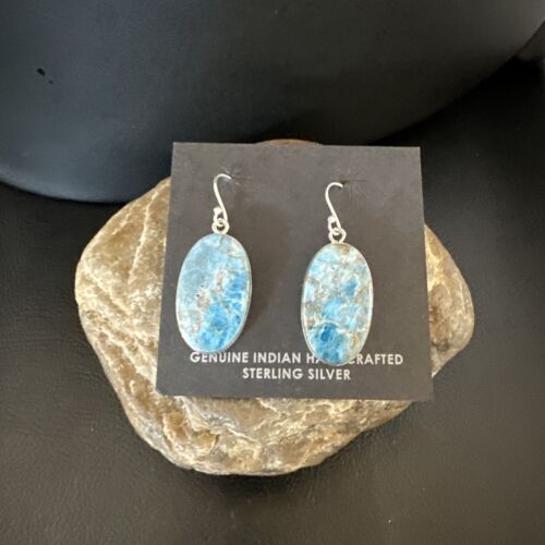 Blue Denim Lapis Dangle Earrings | Sterling Silver | 1" | 15792