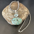 Navajo Dry Creek Turquoise Topaz Pendant Necklace | Sterling Silver | Authentic Native American Handmade | 16442