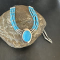 Navajo Green Turquoise Pendant Heishi Necklace| 5-Strand Sterling Silver | 18" | Authentic Native American Handmade | 17177