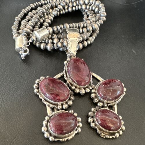 Navajo XL Purple Spiny Cluster Naja Pendant Necklace | Sterling Silver | 21" | 16677