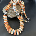 Navajo Blue Turquoise & Spiny Oyster Graduated Necklace | Sterling Silver | Authentic Native American | 24" | 16263