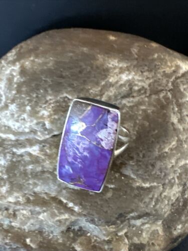 Southwestern Navajo Purple Mojave Turquoise Ring | Sterling Silver | Sz 6 | 15611