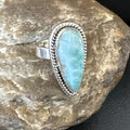 Navajo Blue Larimar Ring | Sterling Silver | Sz 8 | Authentic Native American Handmade | 17650