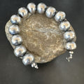 Navajo Pearl Round Beads Bracelet | 14mm | 7" | Sterling Silver | Authentic Native American Handmade | 17165