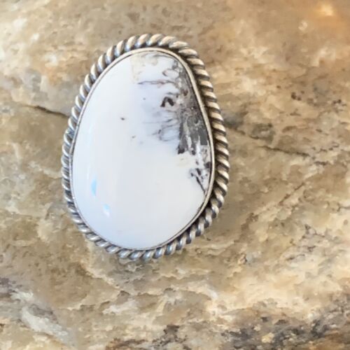 Navajo White Buffalo Turquoise Ring | Sterling Silver | Sz 5.5 | Authentic Native American Handmade | 11643