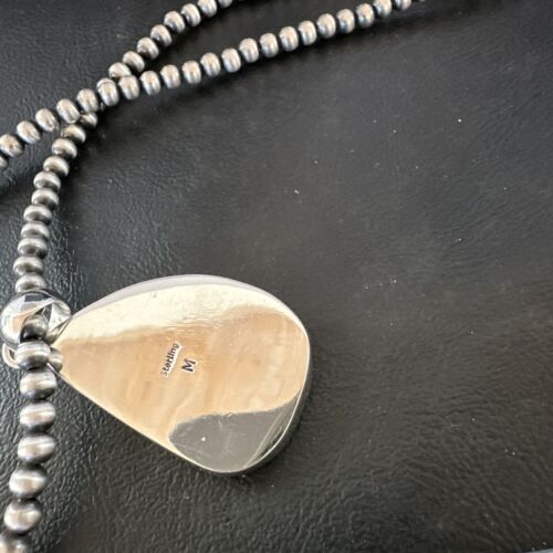 Blue Kingman Turquoise Pendant | Navajo Pearls | Sterling Silver Necklace 20" | 16999