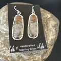 Navajo Blue Boulder Turquoise Dangle Earrings | Sterling Silver | Authentic Native American Handmade | 16502