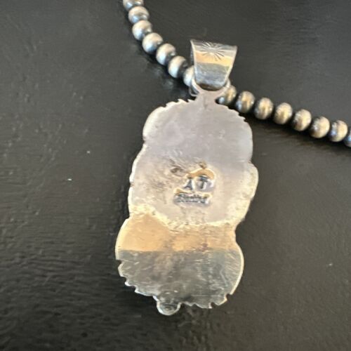 Native American Men's Pendant | Navajo Pearls | Sterling Silver Black Onyx Necklace | 16132