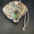Men's Navajo Green Turquoise Pendant Necklace | Sterling Silver | Authentic Native American Handmade | 17526