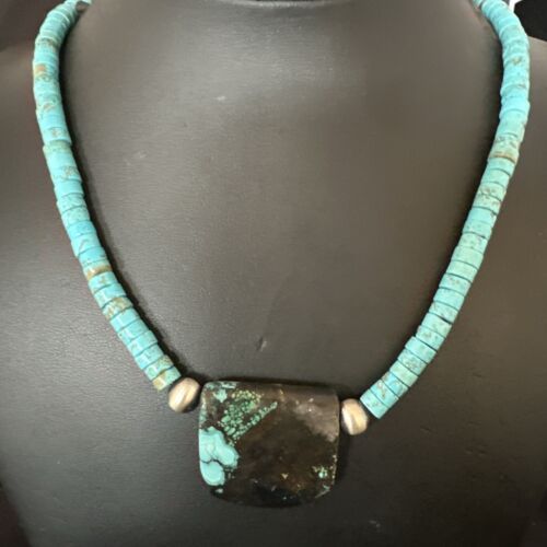 Navajo SpiderWeb Turquoise Heishi Pearls Necklace | Sterling Silver | 20" | 17030
