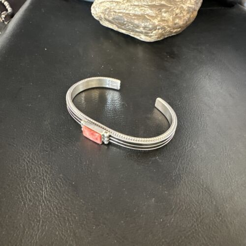 Navajo Purple Spiny Oyster Cuff Bracelet | Sterling Silver | Authentic Native American Handmade | 15160