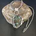 Navajo Green Turquoise Necklace | Sterling Silver | Authentic Native American Handmade | 15042