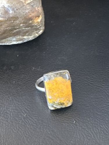 Navajo Yellow Bumble Bee Jasper Ring | Sterling Silver | Sz 10 | Authentic Native American Handmade | 15929
