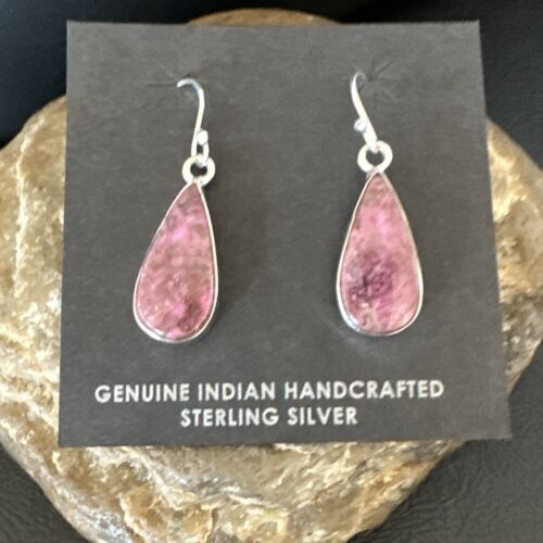 Purple Mojave Turquoise Dangle Earrings | Sterling Silver | Authentic Native American Handmade | 15784