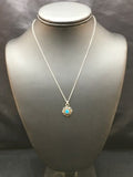 Navajo Blue Turquoise Inlay Pendant | Sterling Silver | Authentic Native American Handmade | 20" | 08969