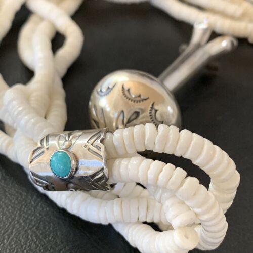Navajo White Shell Blue Turquoise Necklace with Naja Pendant | Sterling Silver | 4" | 10955