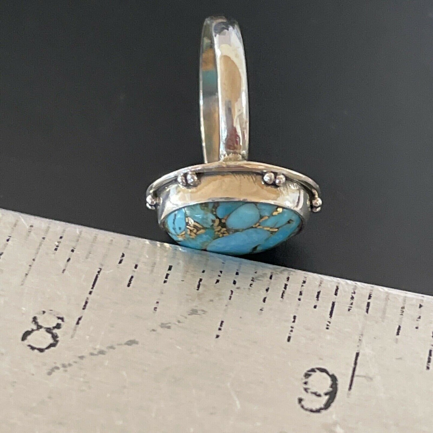 Navajo Blue Turquoise Ring | Sterling Silver | Sz 7 | Authentic Native American Handmade | 11417