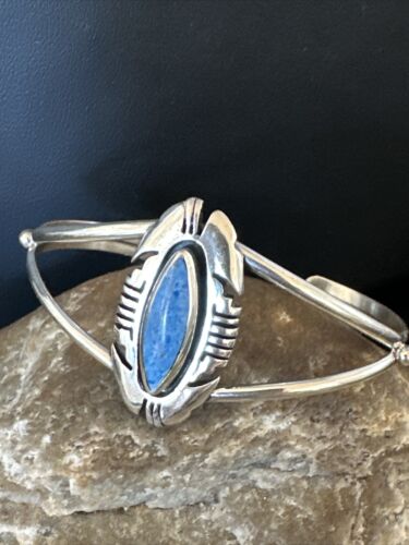 Navajo Denim Lapis Blue Cuff Bracelet | Sterling Silver | Authentic Native American Handmade | 15350