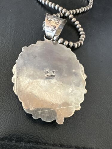Navajo Blue Turquoise White Cluster Pendant Necklace | Sterling Silver | Multi-Stone | 17391