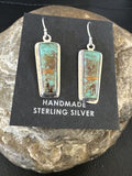 Navajo Blue Turquoise Dangle Earrings | Sterling Silver | Authentic Native American Handmade | 16507